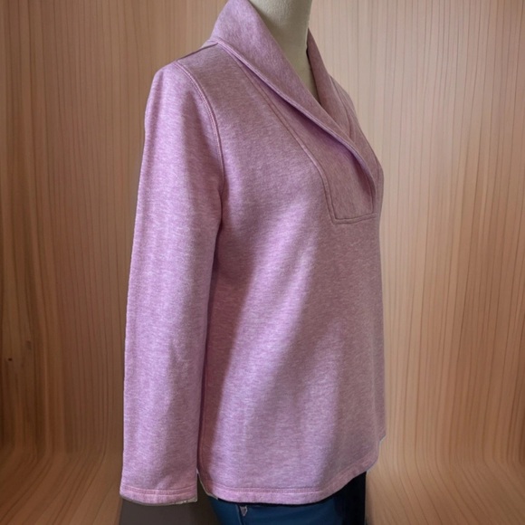 Talbots Petite Pink Heathered Shawl Neck Long Sleeved Sweatshirt Size MP - Picture 3 of 9